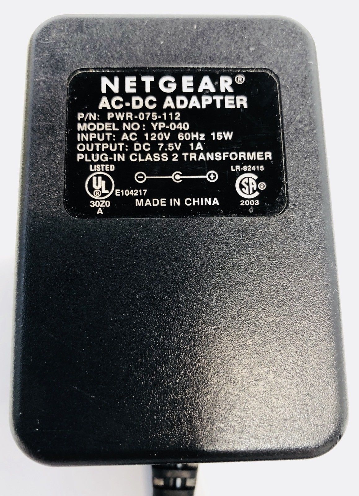 New Netgear YP-040 PWR-075-112 7.5V 1A AC DC Adapter Class 2 Transformer power supply